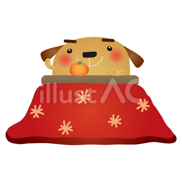dog067 犬,こたつ,みかんのイラスト素材