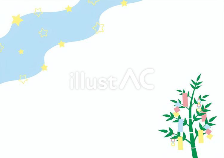 天の川と七夕飾り1 七夕,笹,短冊のイラスト素材