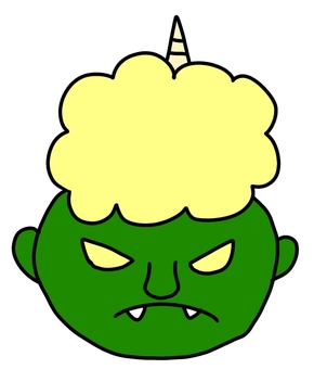 鬼のアイコン1角緑 鬼,かわいい,アイコン,節分,2月,行事,手書き,冬,イベントのイラスト素材