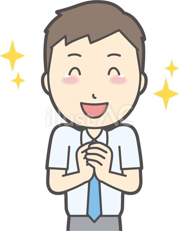  半袖ネクタイ男性-122-バスト 感動,男性,人のイラスト素材