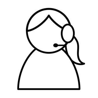 女性オペレーターのシンプルなアイコン オペレーター,テレアポ,通訳,web会議,ヘッドフォン,ポニーテール,アイコン,人物,シンプル,白黒のイラスト素材
