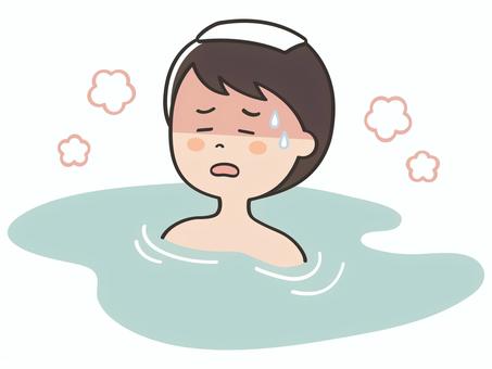 お風呂でのぼせる男性 のぼせる,のぼせ,暑い,熱い,体調不良,不調,クラクラ,フラフラ,めまい,汗のイラスト素材