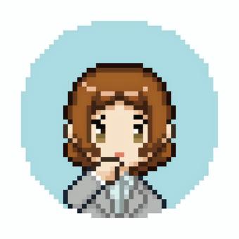 ドット絵スーツ女性丸アイコン3 ドット絵スーツ女性丸アイコン3 ドット絵,ドット,ピクセルアート,ピクセル,ファミコン風,ゲーム素材,女性,ビジネスウーマン,スーツ,笑顔のイラスト素材