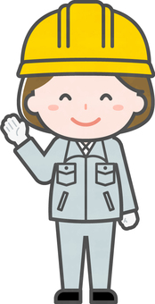 ミニ_単体_工事作業員の女性17 女性,大人,職業,仕事,作業員,工事,土木,建設,解体,作業着のイラスト素材