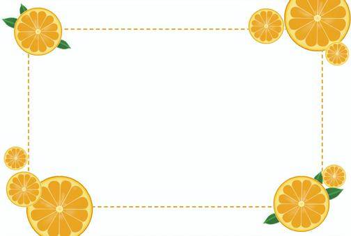 ポストカード(オレンジ・縁ー白) ポストカード(オレンジ・縁ー白) 輪切り,果物,柑橘のイラスト素材