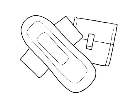 生理用ナプキン線画 生理用品,ナプキン,線画,黒,月経,手描き,シンプル,サニタリー,生理,産婦人科のイラスト素材