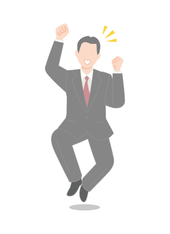 笑顔でジャンプするスーツの男性1 笑顔,喜ぶ,ジャンプ,人,1人,全身,ネクタイ,スーツ,ガッツポーズ,会社員のイラスト素材