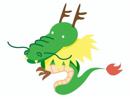 ドラゴン ドラゴン ドラゴン,緑,ラッキーのイラスト素材