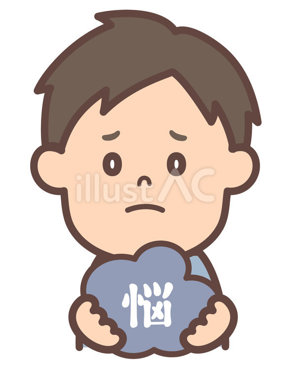 悩みを抱えている男性 悩み,不安,うつ病のイラスト素材