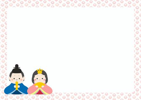 ひな祭りの和柄フレーム、水彩の鹿の子模様 ひなまつり,春,ひな祭り,背景,和柄,フレーム,3月,枠,飾り枠,見出しのイラスト素材