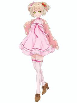 ピンク服の女の子・笑顔 女性,かわいい,萌え系,萌え,萌え絵,美少女,少女,女子,女の子,人物のイラスト素材