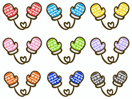 かわいい手袋の落書き風イラスト素材セット 手袋,冬,防寒,ファッション,落書き,簡単,シンプル,イラスト,素材,セットのイラスト素材
