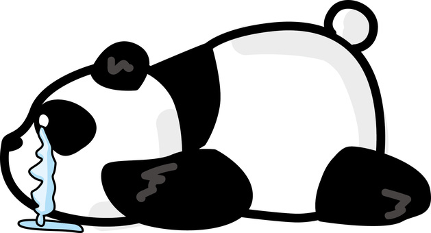 パンダ泣く パンダ,泣く,悲しい,うつ伏せ,転ぶ,かわいい,動物,キャラのイラスト素材