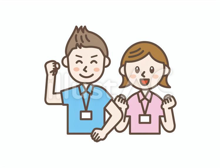 介護士　ヘルパー　やる気 ヘルパー,スタッフ,ポロシャツのイラスト素材
