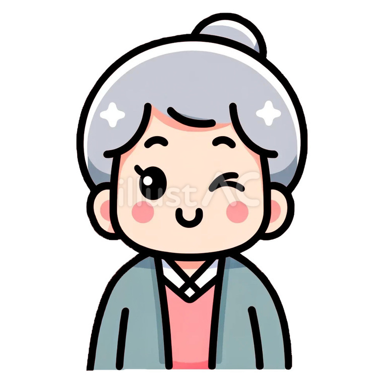 ウインクがかわいいおばあちゃん 女性,人物,かわいいのイラスト素材