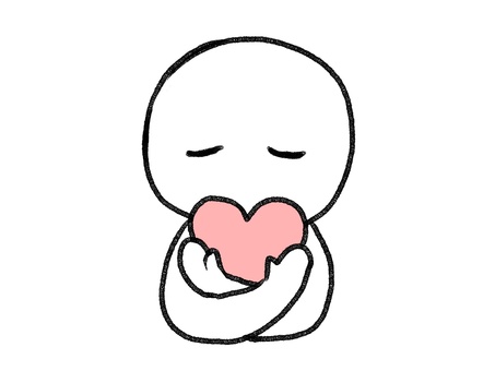 ハートを抱える棒人間 ハートを抱える棒人間 棒人間,ハート,抱きしめる,人物,手描き,落書き,愛情,優しさ,保護,表情のイラスト素材