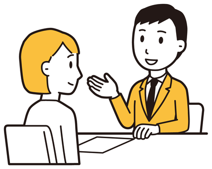  相談(黄)-001-全身 相談,会社員,女性,説明,話す,スーツ,ビジネス,従業員,スタッフ,働くのイラスト素材