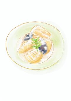 孟宗汁 筍汁の事02 孟宗汁 筍汁の事02 孟宗汁,筍,たけのこ,郷土料理,手描き,しいたけ,美味しい,水彩,たけのこ汁,和食のイラスト素材