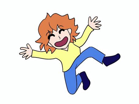 喜びを体で表現する はしゃぐ,はっちゃける,浮かれる,ハイテンション,女,喜び,喜ぶ,幸せ,大喜び,ジャンプのイラスト素材