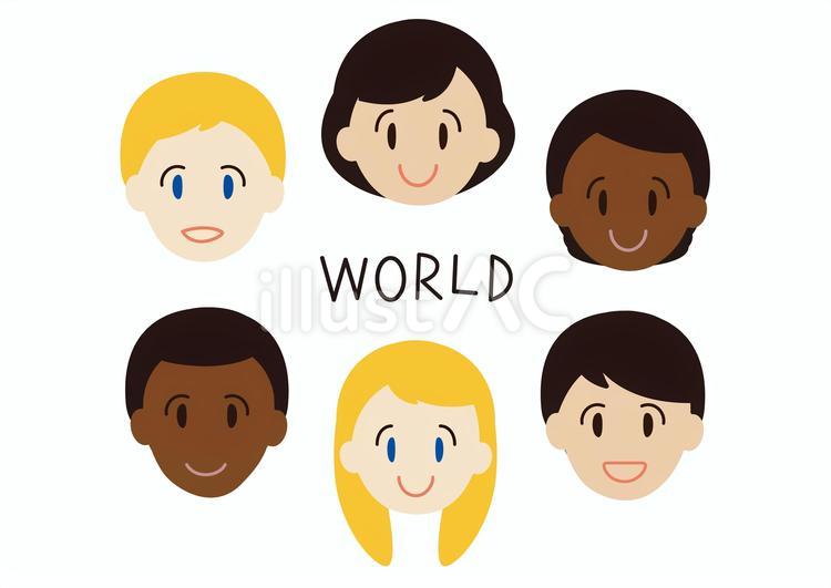 いろんな国の人物の顔 外国人,顔,可愛いのイラスト素材