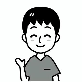 男性医療スタッフ　白黒 男性,医者,白黒,医療,スタッフ,笑顔,医師,先生,看護師,介護士のイラスト素材