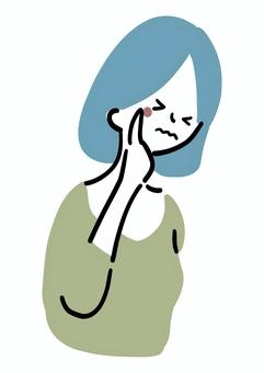 ニキビに悩む女性 ニキビ,女性,肌,トラブル,悩み,シンプル,ラフタッチ,手書き風,イラスト,ベクターのイラスト素材