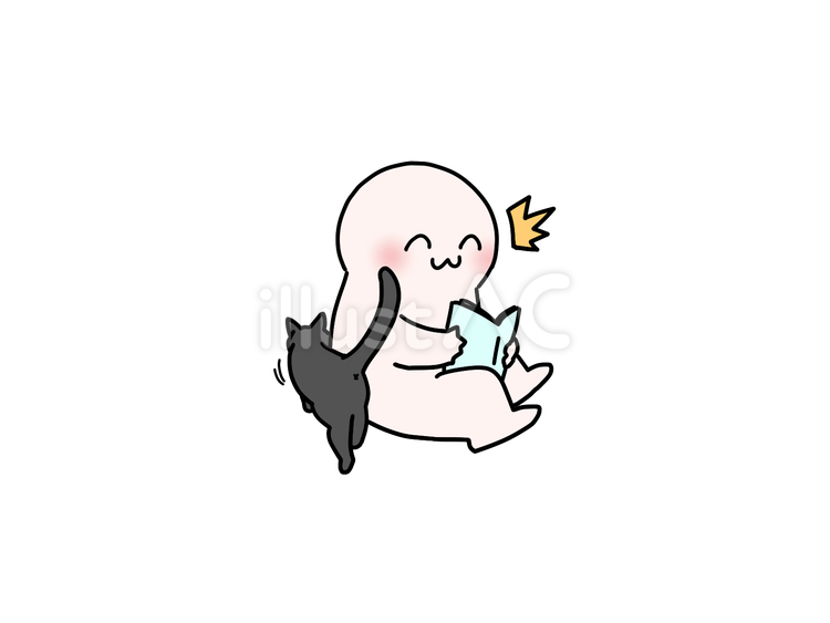 思いがけず猫がスリスリしてくれて嬉しい人 笑顔,人,猫のイラスト素材