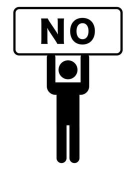 noのカードを掲げているシルエット ピクトグラム,シルエット,人間,人物,棒人間,モノクロ,ユニバーサルデザイン,イメージ,意志,反対のイラスト素材