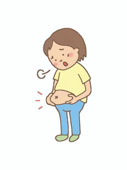 ぽっこりお腹が気になる女性 女性,お腹,贅肉,太る,ダイエット,ぽっちゃり,ため息,つかむ,痩せない,代謝のイラスト素材