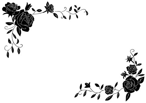 おしゃれなバラのフレーム　手描き