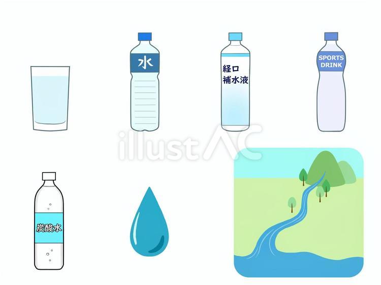 色々な水のイメージセット 水,コップ,一杯のイラスト素材