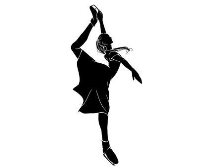 フィギュアスケート女性2 フィギュアスケート,スポーツ,女性,軟体,シルエット,シンプル,挿絵,審美系競技のイラスト素材