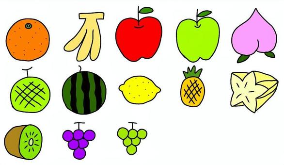 フルーツアイコン フルーツアイコン フルーツ,かわいい,食べ物,みかん,バナナ,アイコン,りんご,梨,桃,メロンのイラスト素材