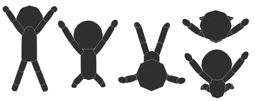 棒人間　ペパクラ風　両手足広げてジャンプ 達成感,解放感,成功,喜ぶ,ラッキー,幸福,ヤッター,両手上げ,ハッピー,楽しいのイラスト素材