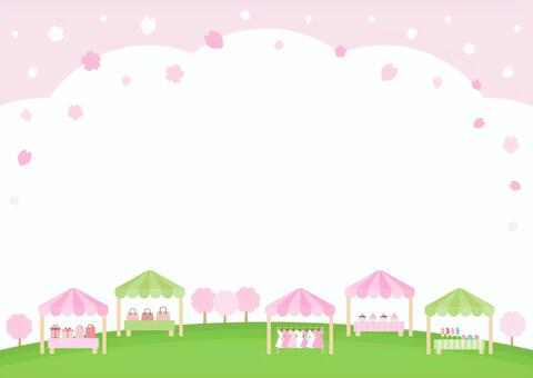 春のマルシェ04 春,桜,マルシェ,背景,フレーム,桜の花,桜の木,花,3月,4月のイラスト素材
