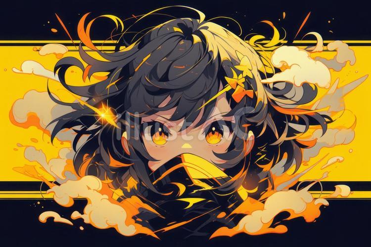イエロカラー女の子 女の子,顔,眼差しのイラスト素材