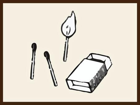マッチ　リアル　イラスト マッチ,リアル,手描き,火,炎,マッチ箱,イラストのイラスト素材