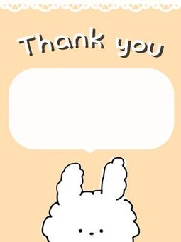うさぎのサンキューカード 動物,かわいい,サンキューカード,thank,you,手描き,うさぎ,オレンジ,暖色のイラスト素材