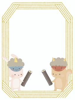 Setsubun squirrel and rabbit frame illustration without lines, a squirrel, rabbit, animal, JPG and PNG