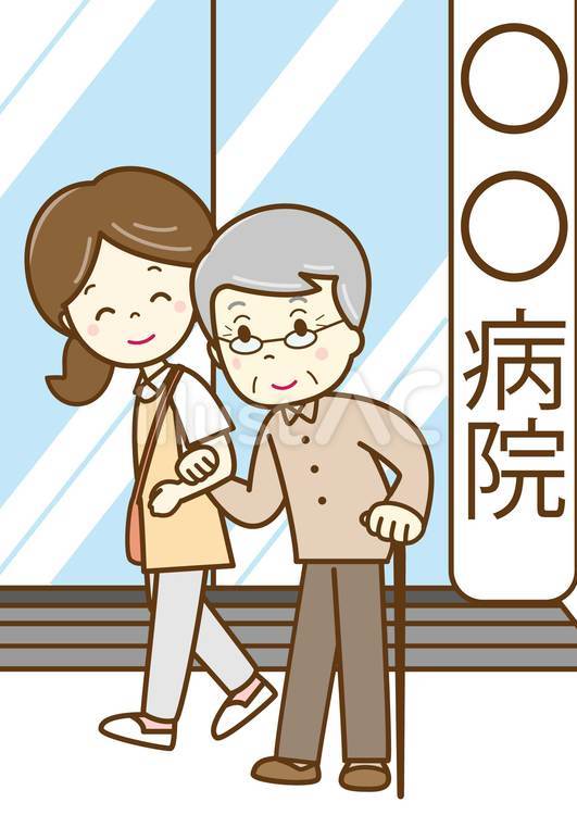 介護士さんと病院へ2 介護士,介護福祉士,ヘルパーのイラスト素材