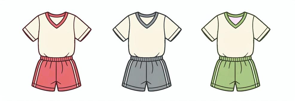 体操着のイラスト 体操着,体育,運動,学校,授業,スポーツ,ユニフォーム,パステル,赤,青のイラスト素材
