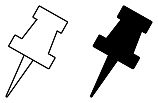 画鋲・ピンのアイコン 黒 画鋲,ピン,アイコン,文具,針,事務,文房具,刺す,留め具,ボードのイラスト素材