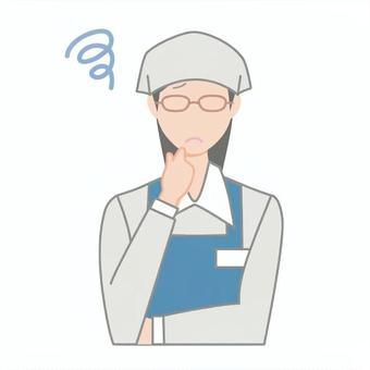 悩むエプロンと三角巾着用の女性従業員 悩むエプロンと三角巾着用の女性従業員 悩む,女性,スーパー,パート,三角巾,エプロン,1人,上半身,従業員,めがねのイラスト素材