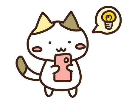 スマホ操作でわかったと閃くかわいい三毛猫 スマホ,操作,わかった,閃く,アイデア,ぴかっ,発見,なるほど,ねこ,トラブルのイラスト素材