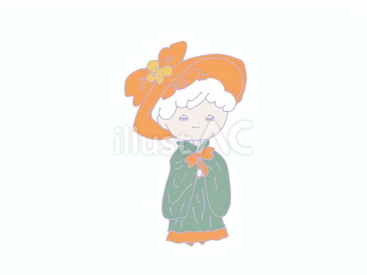 19世紀初頭風な女の子 女の子,人,帽子のイラスト素材