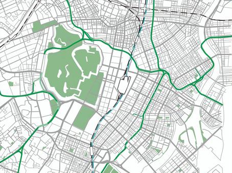 皇居、東京駅周辺地図 地図,皇居,東京駅,千代田区,東京都のイラスト素材
