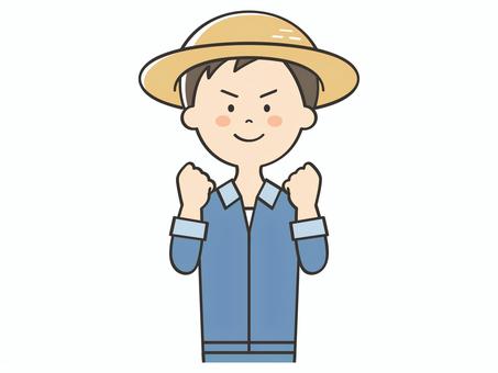 やる気いっぱいな農家の男性 やる気,頑張る,元気,頑張ろう,応援,ガッツポーズ,向上心,ファイト,挑戦,努力のイラスト素材