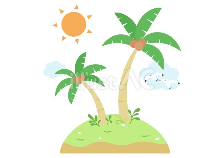 ヤシの木と夏の空　太陽 ヤシ,木,ヤシの木のイラスト素材