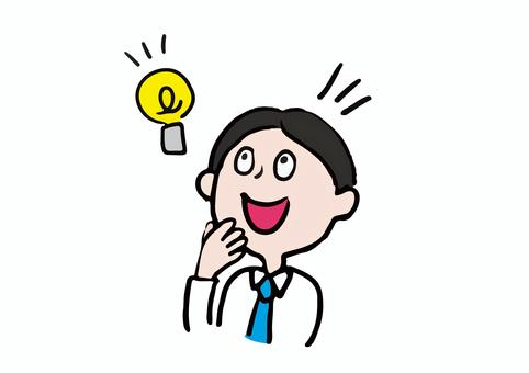 An office worker with inspiration, flash, light bulb, idea, JPG, PNG and EPS