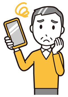ニット中年男性(黄)-517-バスト  ニット中年男性(黄)-517-バスト スマホ,困る,おじさん,男性,中年,お父さん,パパ,シニア,ミドルエイジ,人物のイラスト素材